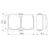 Розетка 2-я открытой установки Generica Aquatic РСш22-2-А 16А с заземляющим контактом, крышкой IP54