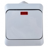 Выключатель одноклавишный с подсветкой SE Этюд IP44 серый