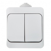 Выключатель двухклавишный SE Этюд IP44 серый