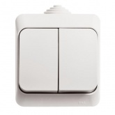 Выключатель двухклавишный SE Этюд IP44 белый