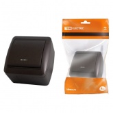 Выключатель одноклавишный TDM открытой установки Селигер с подсветкой 10А IP44 шоколад