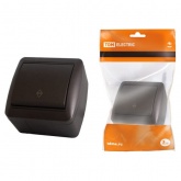 Переключатель одноклавишный TDM открытой установки Селигер 10А IP44 шоколад