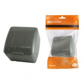 Розетка TDM 2П+3 открытой установки Селигер с крышкой 16А IP54 серый