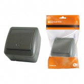 Выключатель одноклавишный TDM открытой установки Селигер с подсветкой 10А IP44 серый