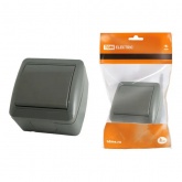 Выключатель одноклавишный TDM открытой установки Селигер 10А IP44 серый