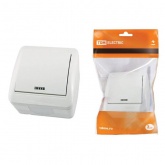 Выключатель одноклавишный TDM открытой установки Селигер с подсветкой 10А IP44 белый