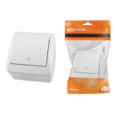 Переключатель одноклавишный TDM открытой установки Селигер 10А IP44 белый