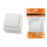 Выключатель одноклавишный TDM открытой установки Селигер 10А IP44 белый