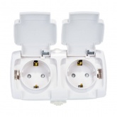 Блок из двух розеток с/з открытой установки Рондо 16А со шторками IP44 белый Schneider Electric