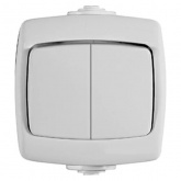 Выключатель двухклавишный открытой установки Рондо 10А IP44 белый Schneider Electric