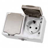 Розетка двойная TDM 2П+3 (горизонтальная) открытой установки Вуокса 16А IP54 серый