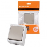 Переключатель одноклавишный TDM открытой установки Вуокса 10А IP54 серый