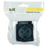 Розетка ИЭК Гермес Plus 2П+3 с дымчатой крышкой РСб20-3-ГПБд IP54 белый