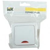 Выключатель одноклавишный с индикацией открытой установки ИЭК Гермес Plus ВС20-1-1-ГПБ IP54 белый