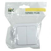 Выключатель 2-клавишный ИЭК Гермес Plus ВС20-2-0-ГПБ IP54 белый