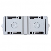 Блок розетка Simon 15 2П+3 16А+ двухклавишный выключатель 10А 250В Aqua IP54 слоновая кость (бежевый)