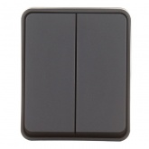 Двухклавишный выключатель открытой установки SE AtlasDesign Profi54 10A IP54 антрацит