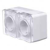 Двойная розетка SE AtlasDesign 2П+3 со шторками открытой установки Profi54 16А 250В IP54 белый