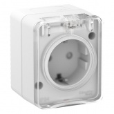 Розетка SE AtlasDesign 2П+3 со шторками открытой установки Profi54 16А 250В IP54 белый