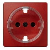 Накладка на розетку c заземлением, с защитными шторками Simon 73 Loft, красный