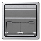 Адаптер Simon 73 Loft на 2 коннектора RJ45(12) наклонный без вкладышей, алюминий