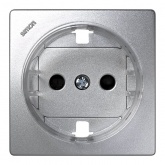 Накладка на розетку c заземлением, с защитными шторками Simon 73 Loft, алюминий