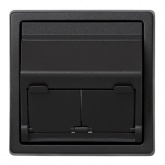 Адаптер Simon 73 Loft на 2 коннектора RJ45(12) наклонный без вкладышей, графит