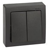 Накладка на двухклавишный выключатель Simon 73 Loft, графит