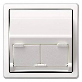 Адаптер Simon 73 Loft на 2 коннектора RJ45(12) наклонный без вкладышей, белый