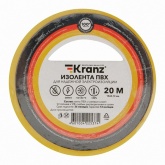 Изолента ПВХ Kranz 15мм х 20м толщина 0,13 желтая [уп.10шт]