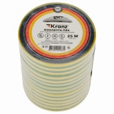Изолента ПВХ Kranz 19мм х 25м толщина 0,13 желто-зеленая [уп.5шт]