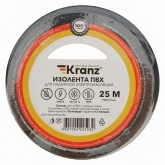 Изолента ПВХ Kranz 19мм х 25м толщина 0,13 черная [уп.5шт]