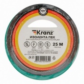 Изолента ПВХ Kranz 19мм х 25м толщина 0,13 зеленая [уп.5шт]