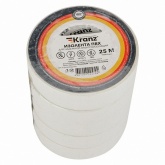 Изолента ПВХ Kranz 19мм х 25м толщина 0,13 белая [уп.5шт]