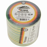 Изолента ПВХ Kranz 15мм х 25м толщина 0,13 желто-зеленая [уп.5шт]