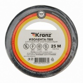 Изолента ПВХ Kranz 15мм х 25м толщина 0,13 черная [уп.5шт]