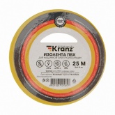 Изолента ПВХ Kranz 15мм х 25м толщина 0,13 желтая [уп.5шт]