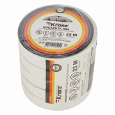 Изолента ПВХ Kranz 15мм х 25м толщина 0,13 белая [уп.5шт]