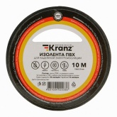Изолента ПВХ Kranz 15мм х 10м толщина 0,13 черная [уп.10шт]