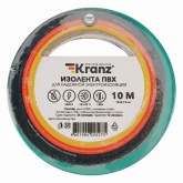 Изолента ПВХ Kranz 15мм х 10м толщина 0,13 зеленая [уп.10шт]