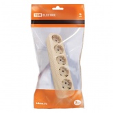 Колодка TDM электрическая на 5 розеток 16А с заземлением и выключателем, цвет Сосна, серия Эко