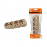 Колодка TDM электрическая на 4 розетки 16А с заземлением и выключателем, цвет Сосна, серия Эко