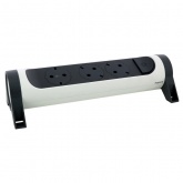 Колодка электрическая на 3 розетки 2P+E с выключателем и поворотным основанием бело-черная Legrand