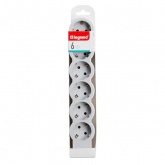 Колодка электрическая на 6 розеток 16А с заземлением и шторками бело-серая Стандарт, NG Legrand