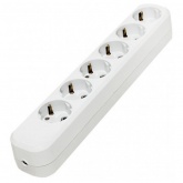 Колодка электрическая Makel на 6 розеток 16А с заземлением белая