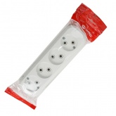 Колодка электрическая Makel на 4 розетки 10А без заземления белая