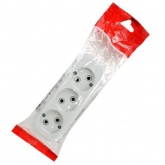 Колодка электрическая Makel на 3 розетки 10А без заземления белая