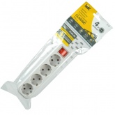 Колодка электрическая ИЭК Classic К04В на 4 розетки 16А с заземлением и выключателем белая