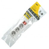 Колодка электрическая ИЭК Classic К03В на 3 розетки 16А с заземлением и выключателем белая