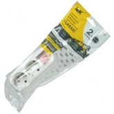 Колодка электрическая ИЭК Classic К02В на 2 розетки 16А с заземлением и выключателем белая